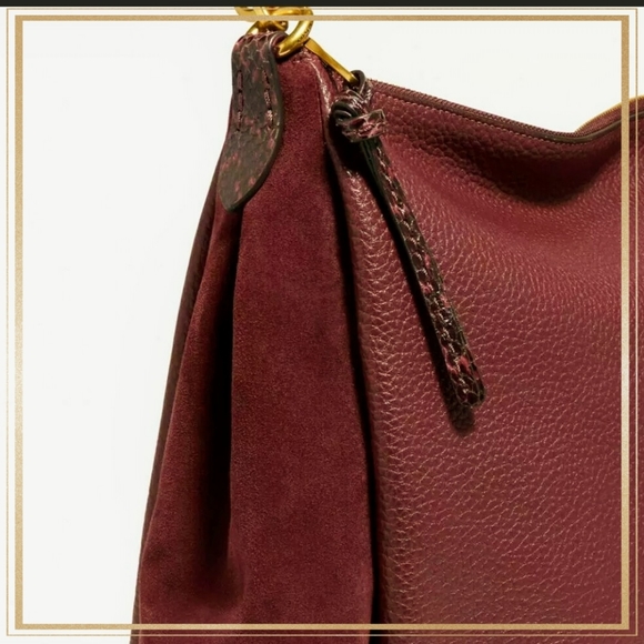 ***SOLD****Coach Shay Shoulder Bag With Snakeskin Detail - Brass/Wine - Picture 4 of 11